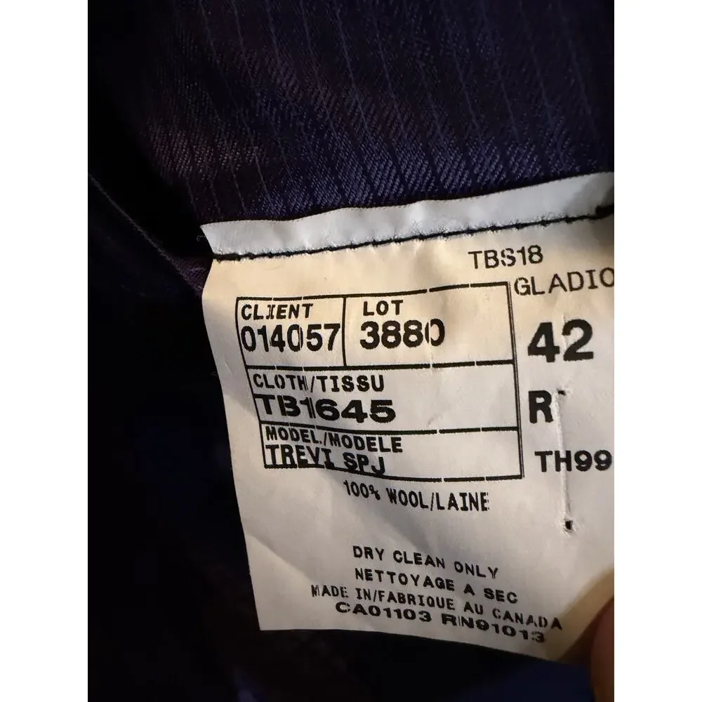 Ted Baker Endurance Mens 42R Navy Blue 100% Wool Blazer Made Canada Sport Coat
